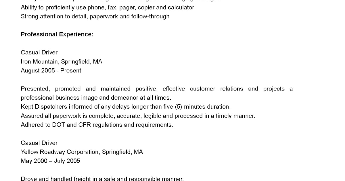 Sample resume casual